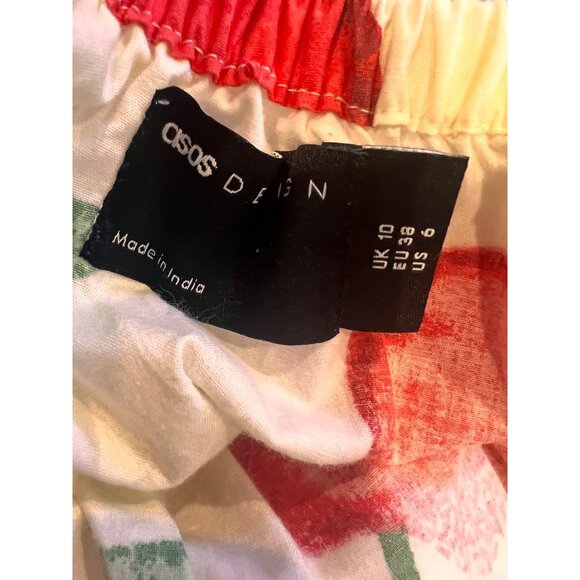 ASOS DESIGN halter mini sundress with strappy back in cherry print size US 6 - Picture 5 of 5